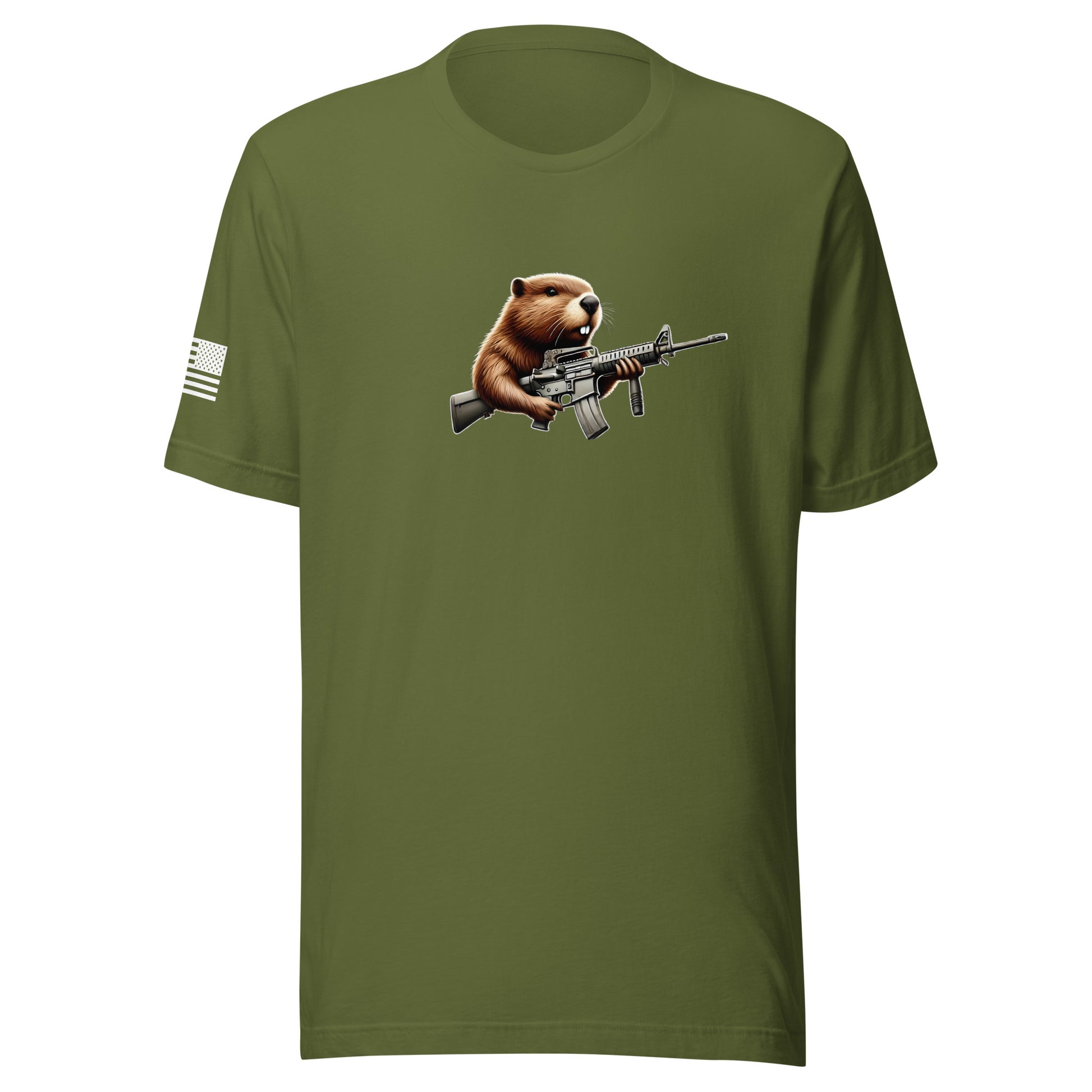 Gun Beaver Locked & Loaded | Short Sleeve Jersey T-Shirt | Bella + Canvas T-Shirt Gun Beaver Olive S 