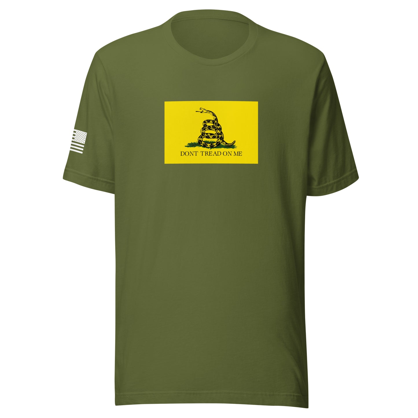 "Don't Tread On Me" Gadsden Flag | Short Sleeve Jersey T-Shirt | Bella + Canvas T-Shirt Gun Beaver Olive S 