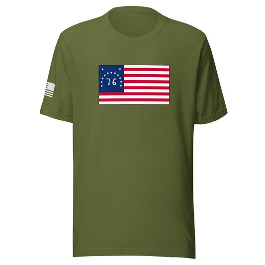 Bennington Flag | Short Sleeve Jersey T-Shirt | Bella + Canvas T-Shirt Gun Beaver Olive S 