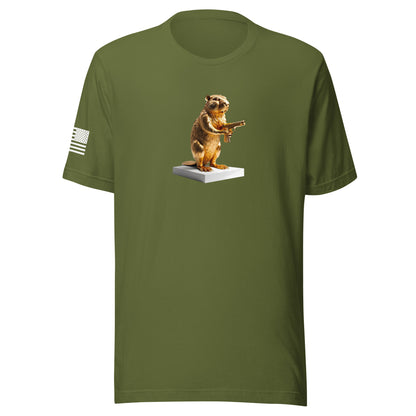 Golden Gun Beaver Trophy | Short Sleeve Jersey T-Shirt | Bella + Canvas T-Shirt Gun Beaver Olive S 