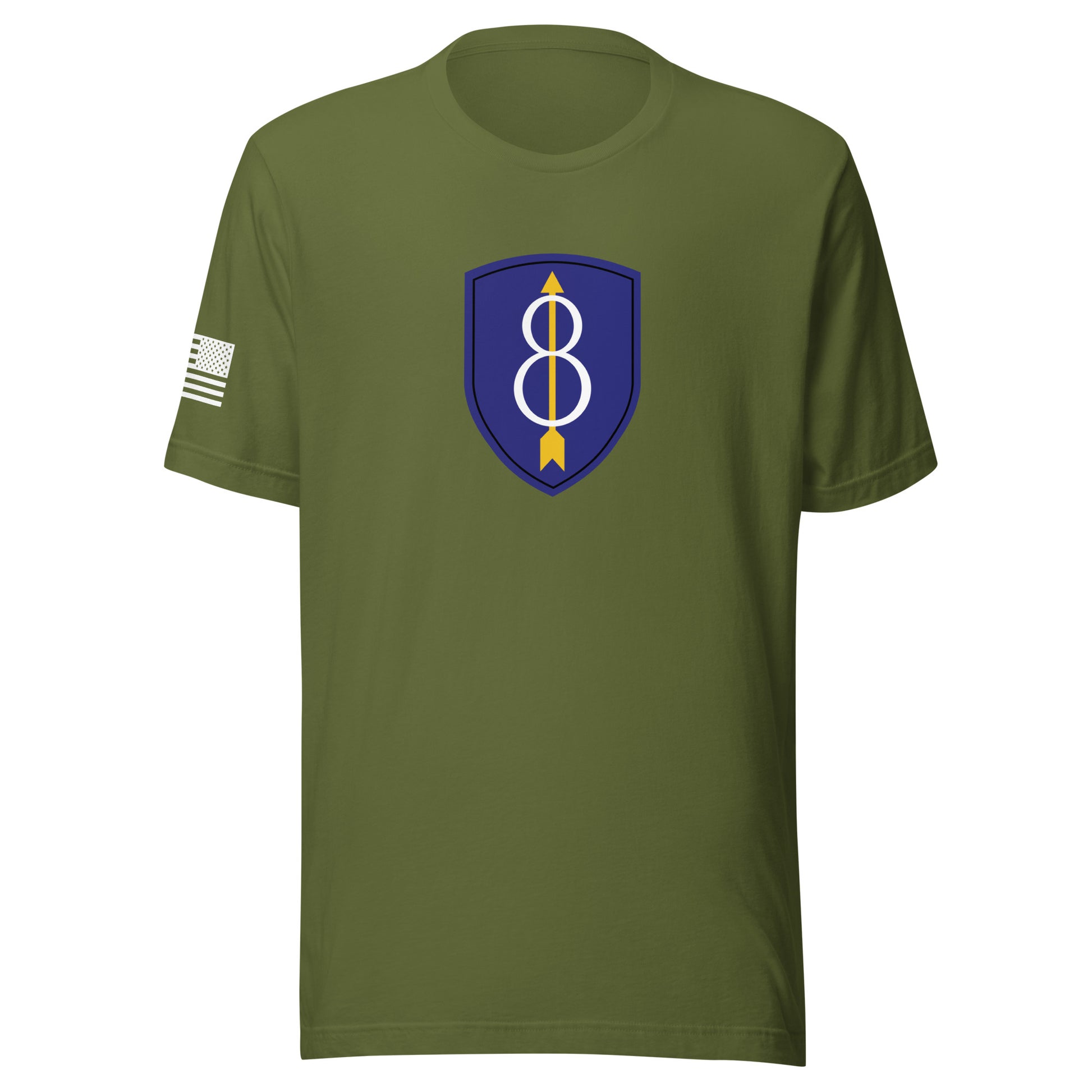 8th Infantry Division Insignia ("Pathfinder") | Short Sleeve Jersey T-Shirt | Bella + Canvas T-Shirt Gun Beaver Olive S 