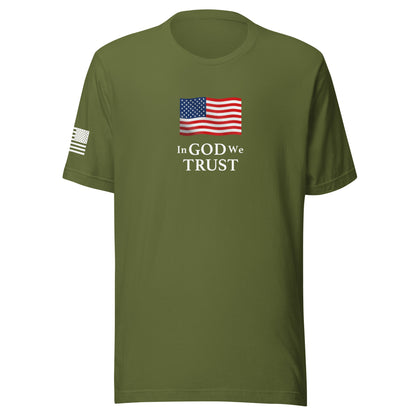 "In God We Trust" | Short Sleeve Jersey T-Shirt | Bella + Canvas T-Shirt Gun Beaver Olive S 