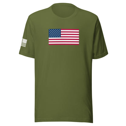 U.S. Flag | Short Sleeve Jersey T-Shirt | Bella + Canvas T-Shirt Gun Beaver Olive S 